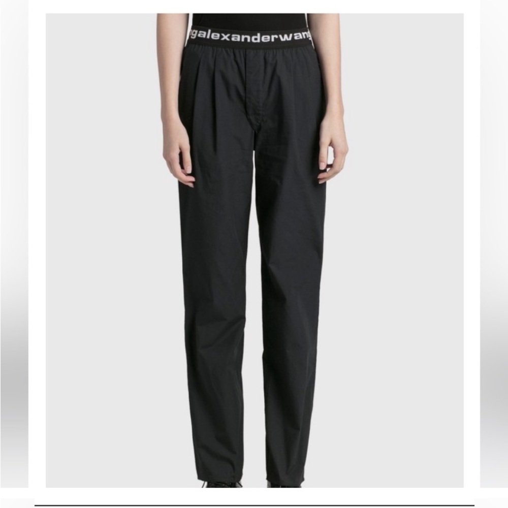 ALEXANDER WANG LOGO ELASTIC PLEATED PANT IN COTTON SIZE M